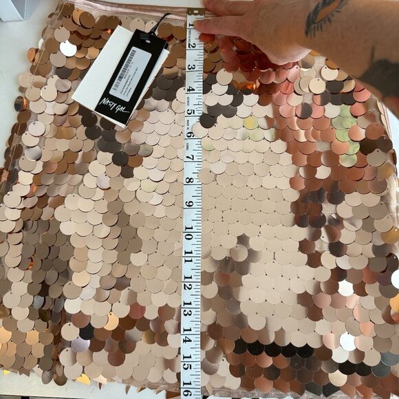 Nasty Gal Petite Disc Sequin Mini Pelmet Skirt Copper Rose Gold Size 2 NWT - Picture 13 of 13